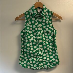 J. Crew Green Button Down Sleeveless Polo Shirt